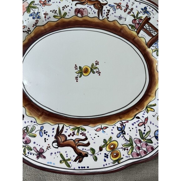 Vtg Holu Ceramic Pottery Portugal Large Tureen Underplate & Ladle Hand Painted - Picture 5 of 16